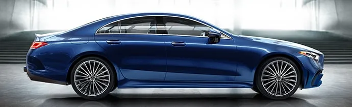 Display CLS 450 4MATIC  in Starling Blue with 20-inch AMG multispoke wheels