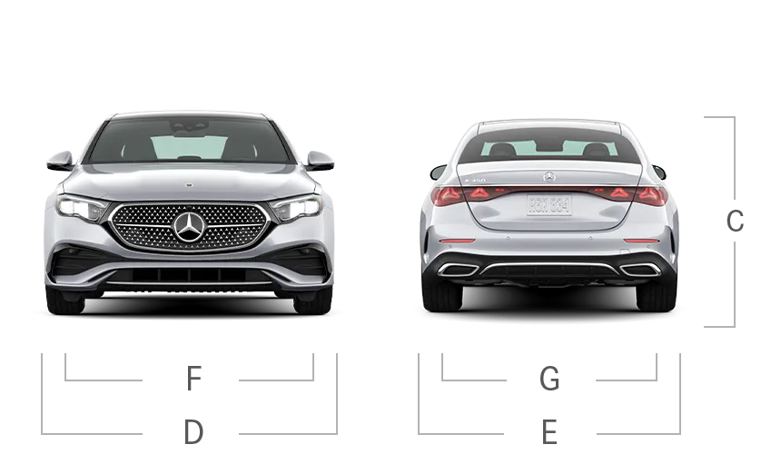 model front and back view diensions