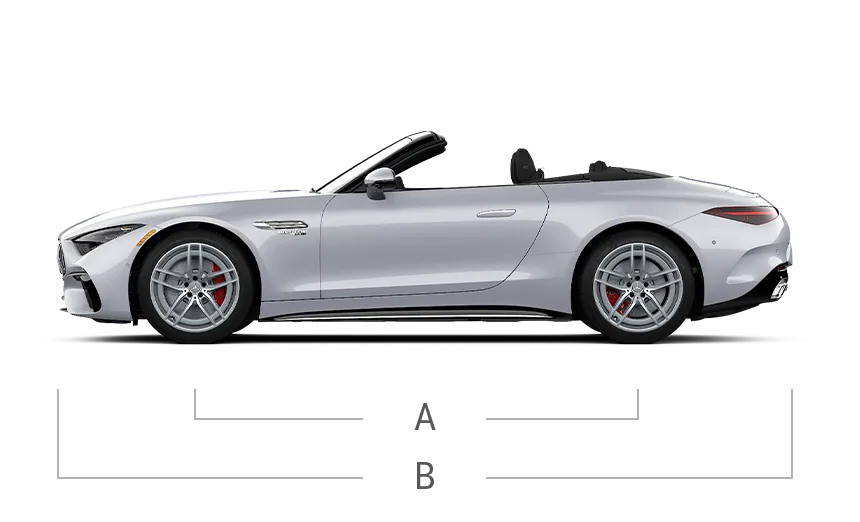 model front and back view diensions